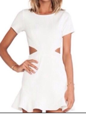 Lovers + Friends White Short Sleeve Cutout Mini Dress